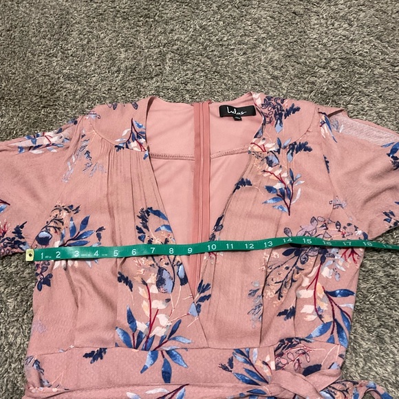 Lulu's Floral Faux Wrap V-neck Maxi Dress with Tie Belt XL - Picture 7 of 8